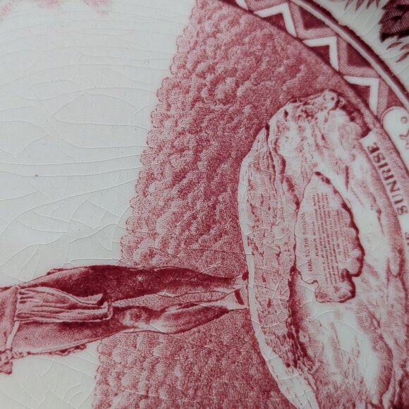 Vintage Mohawk Park Indian Transferware Plate Massachusetts Jonroth Crazing - Picture 5 of 6